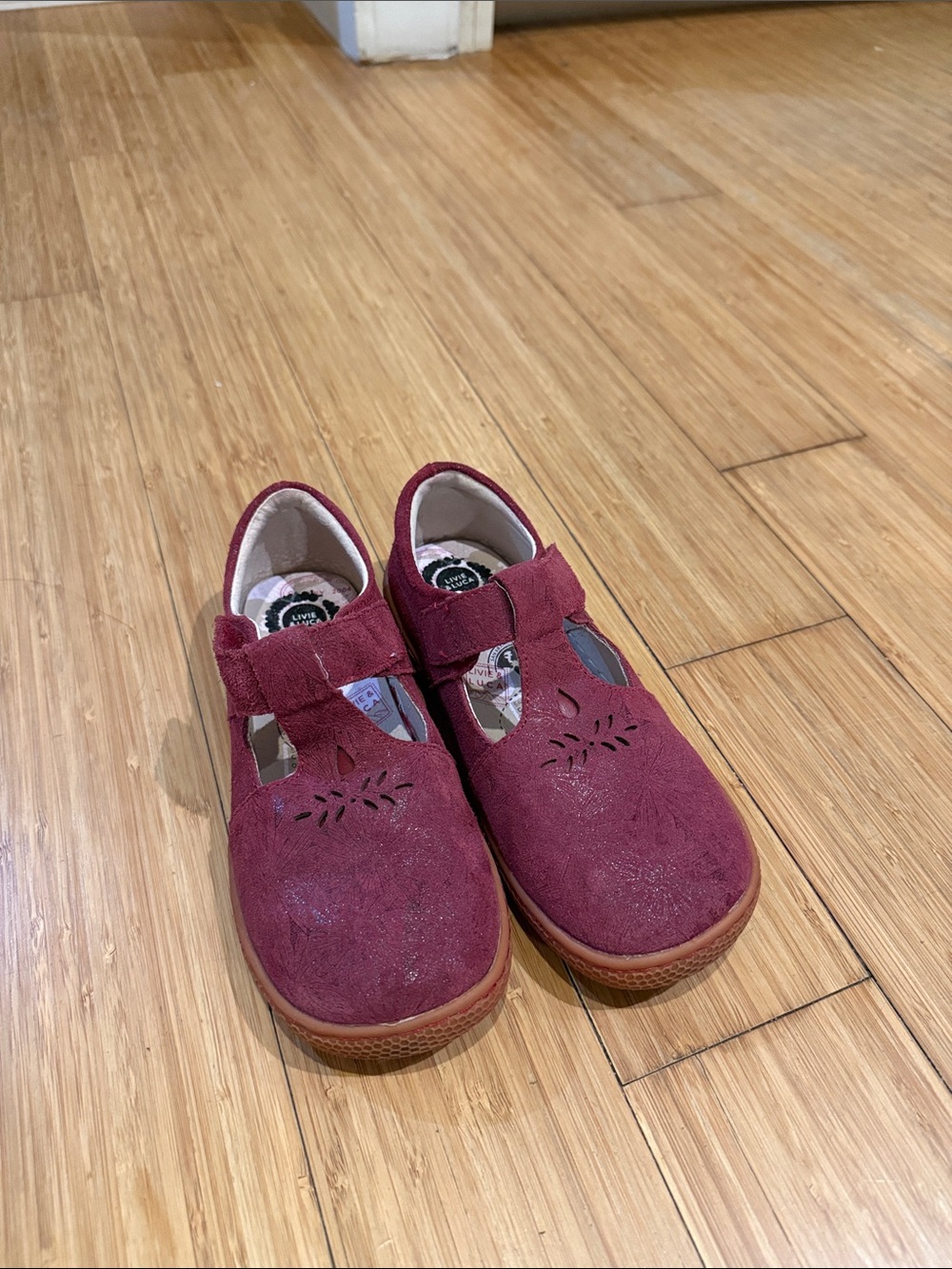 Livie & Luca Burgundy Suede T-Strap Mary Janes